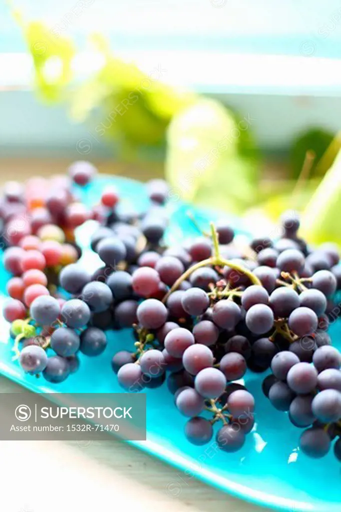 Fresh red grapes on a serving plate