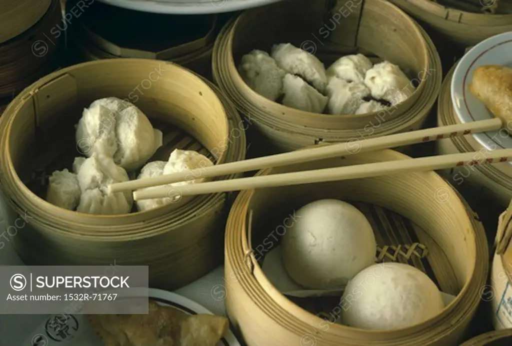 Dim Sum - steamed buns and dumplings in steamers