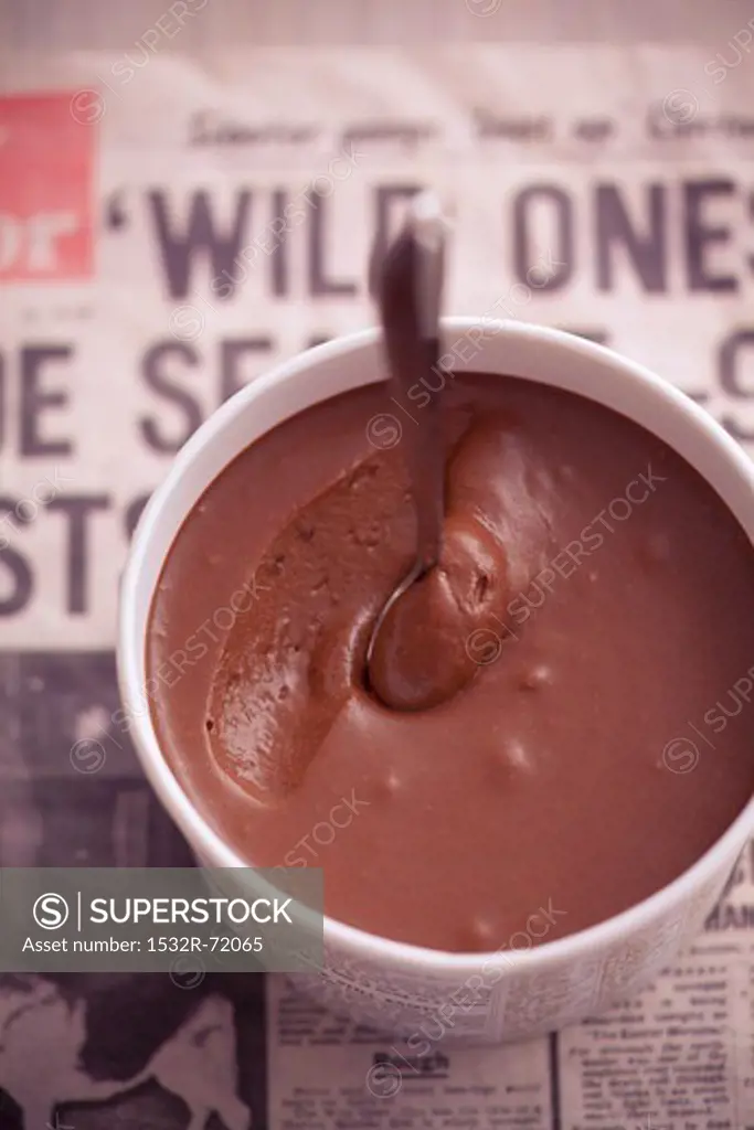 Chocolate mousse in a paper cup