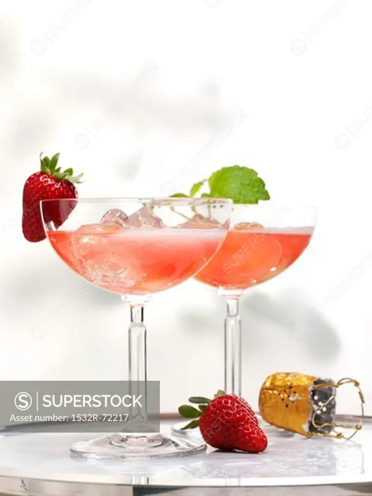 Champagne and strawberry cocktails