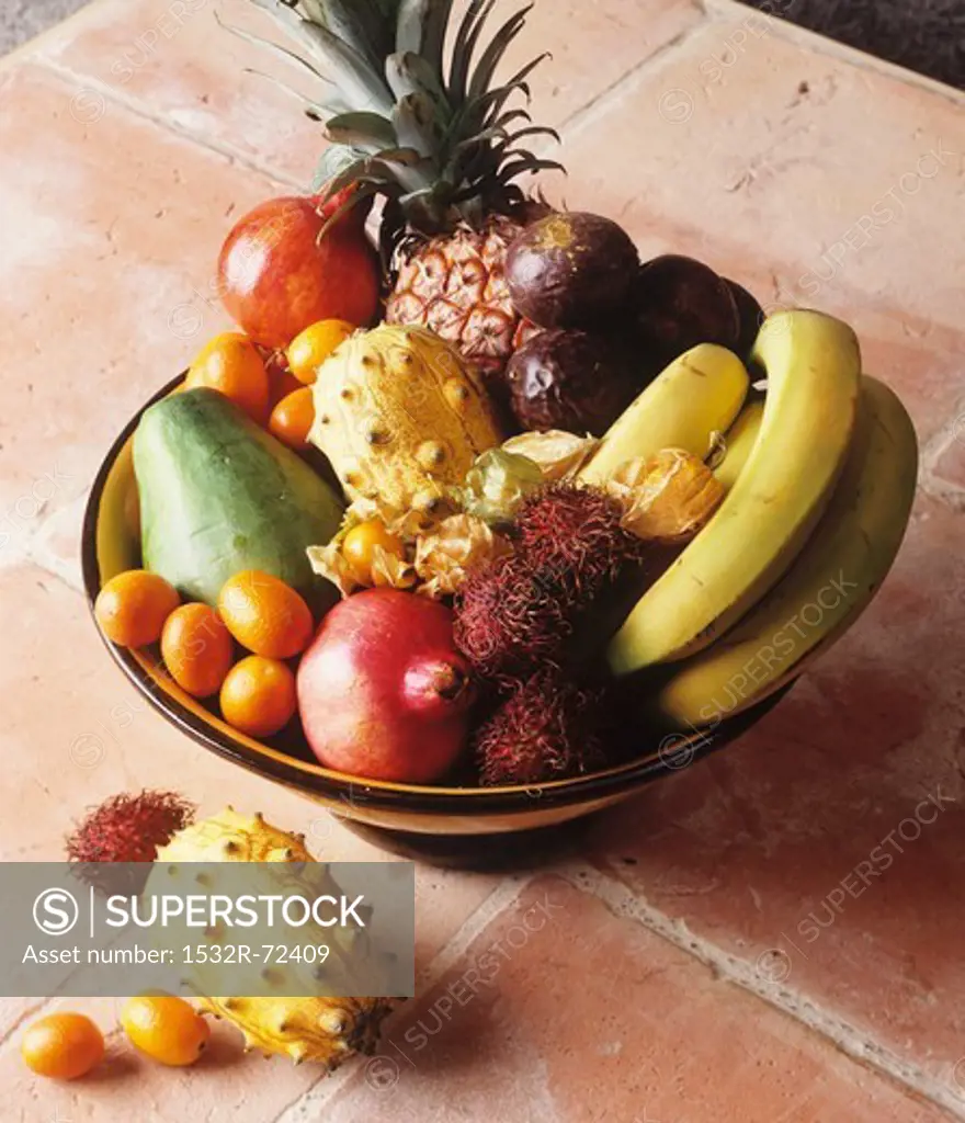 Bowl of exotic fruit