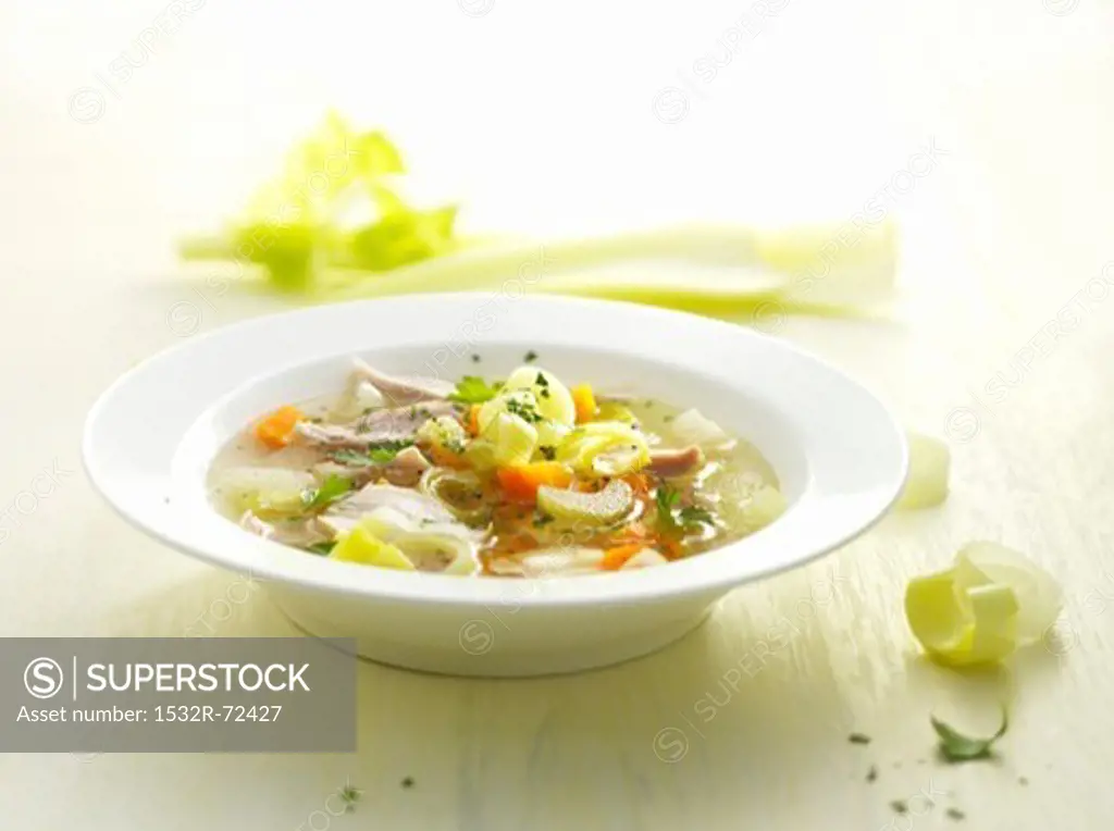 Chicken soup with celery