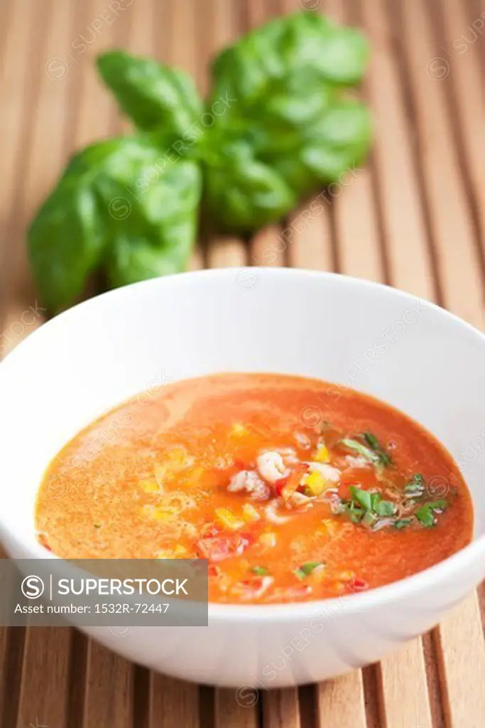 Cold melon & pepper soup with basil