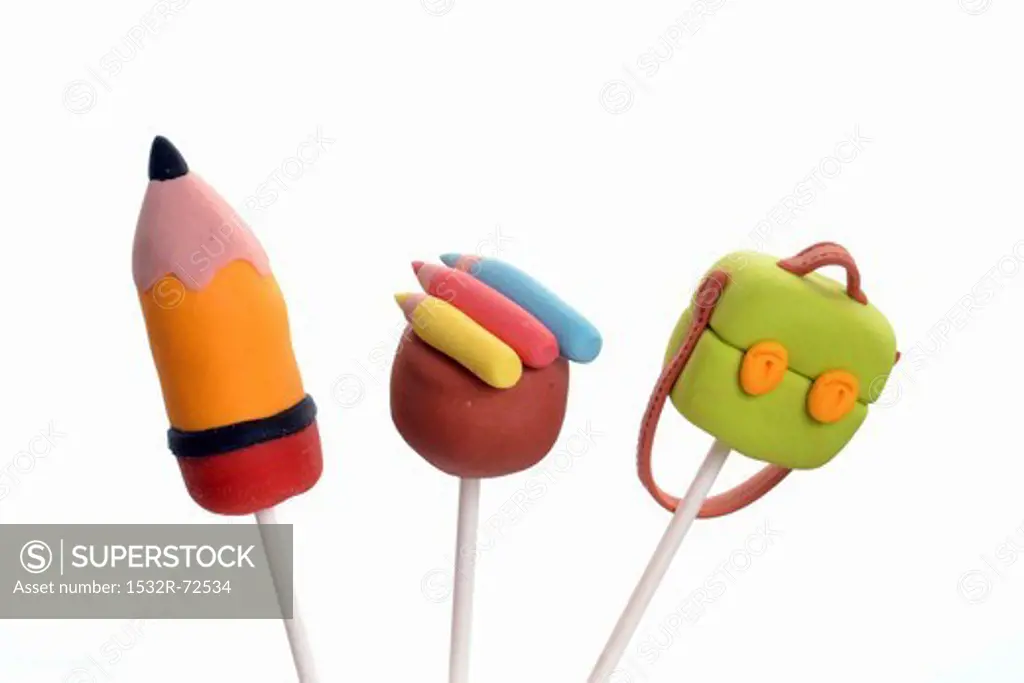 Colourful cake pops with a school theme
