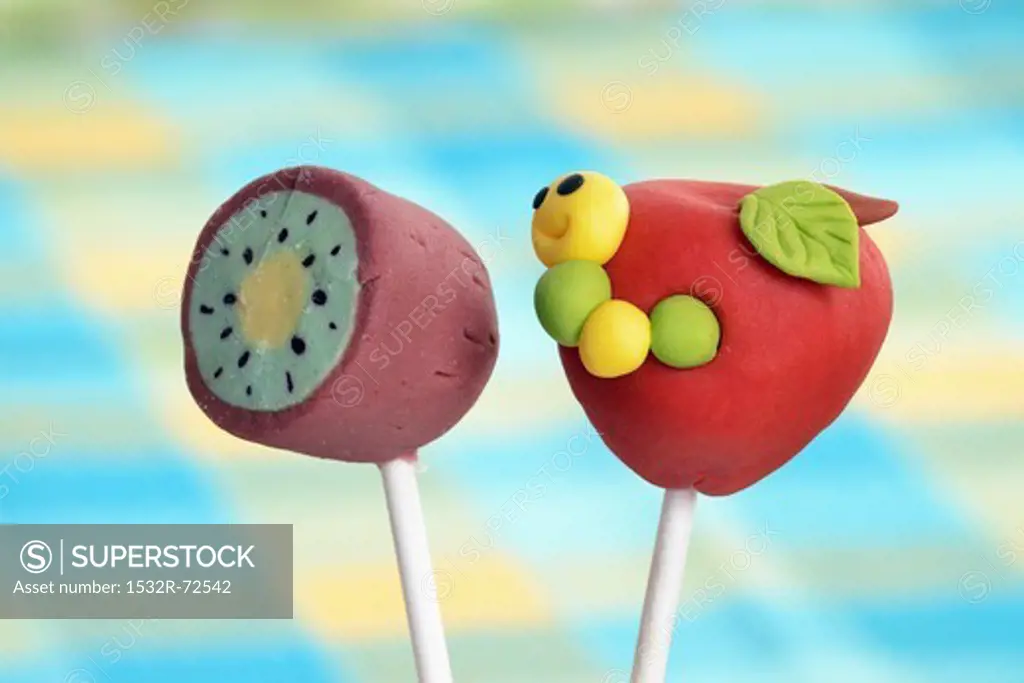 Cake pops decorated to look like fruit