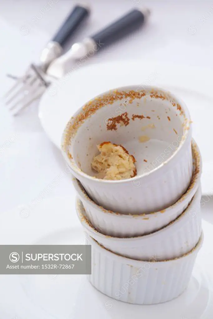 Empty soufflé dishes