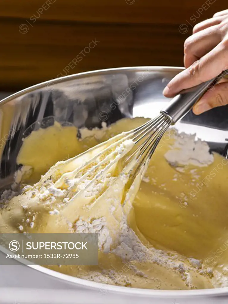 Preparing sponge mix: fold flour into egg mixture, 11/25/2011