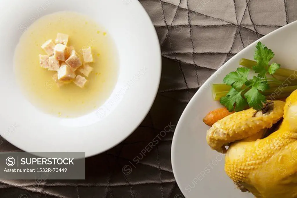Consommé di cappone (capon soup with diced meat, Italy), 8/15/2013