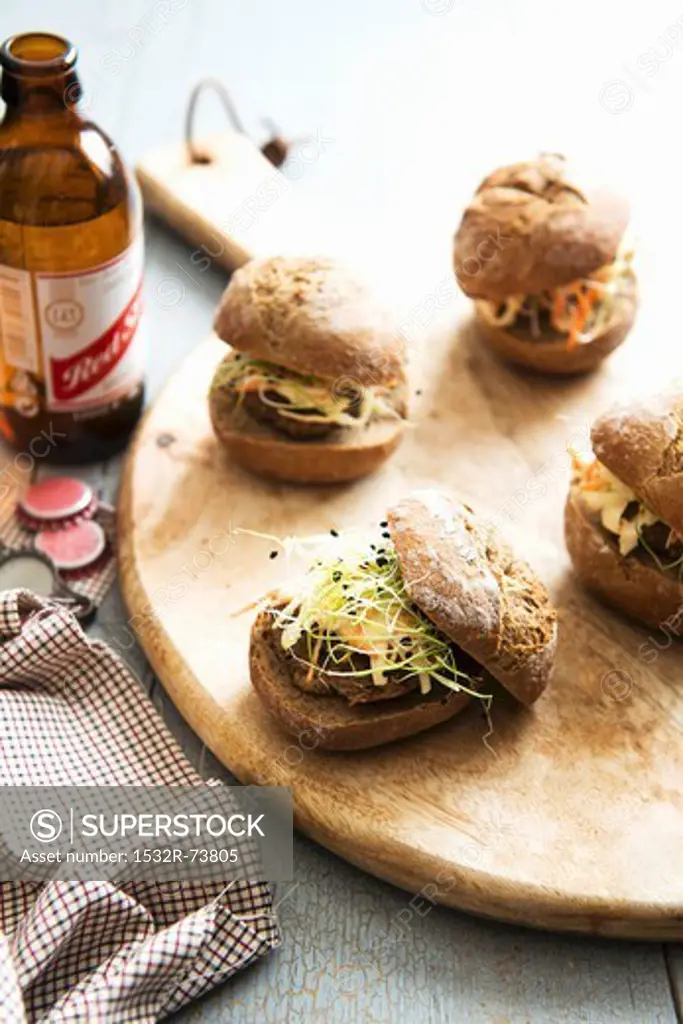 Sliders with pork and edible shoots, 8/26/2013