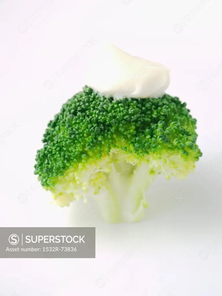 Cooked broccoli with a blob of mayonnaise, 8/26/2013