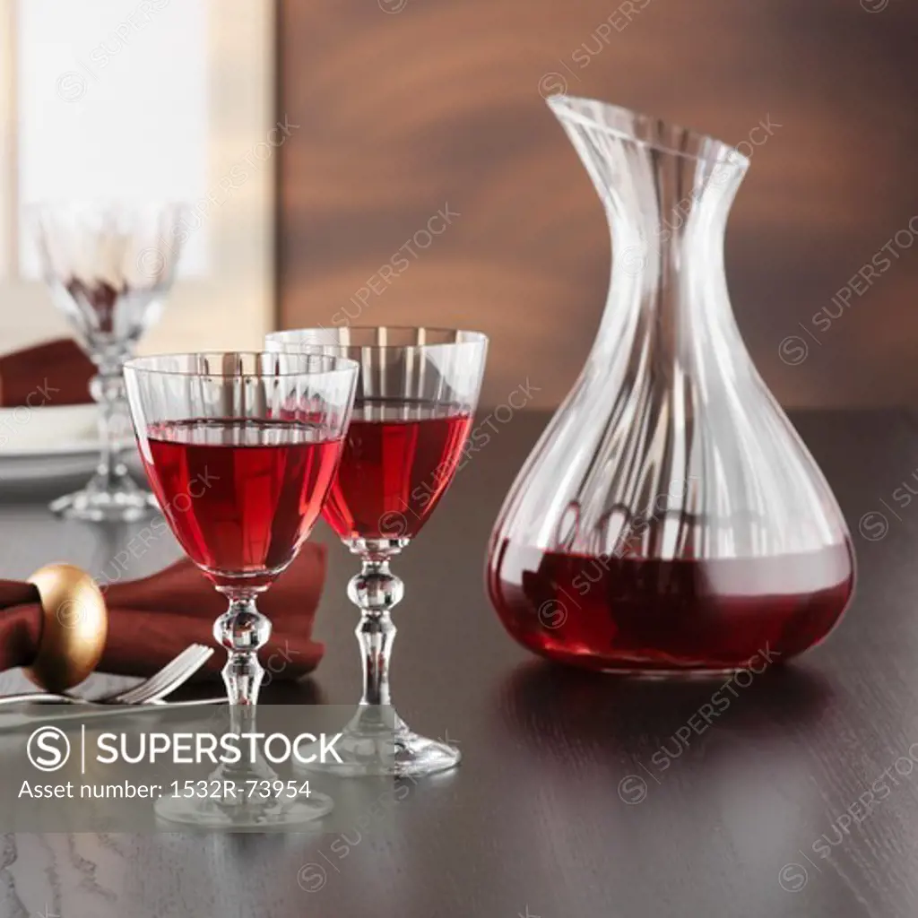 A carafe and glasses of red wine, 8/31/2013
