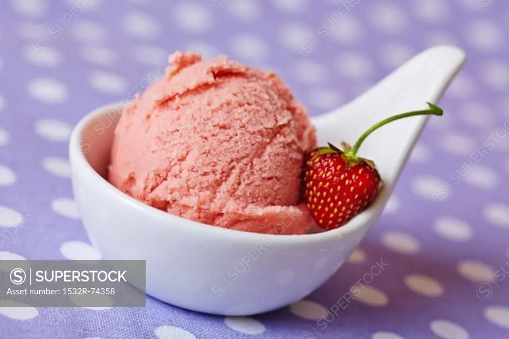 Home-made strawberry ice cream with a strawberry in a bowl, 9/9/2013