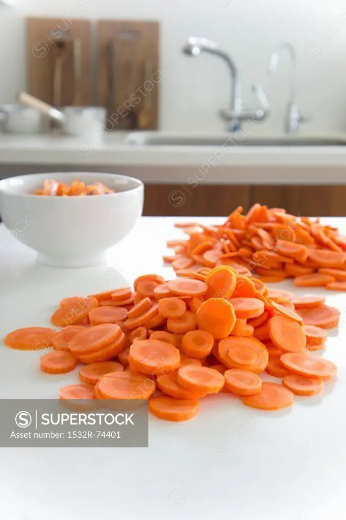 Carrots, cut into slices, in the kitchen, 9/9/2013