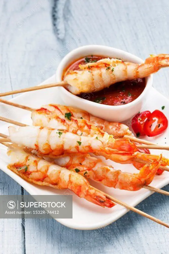 Prawn skewers with chilli sauce, 9/10/2013