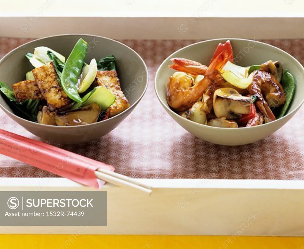Tofu stir-fry and Shrimp stir-fry, 9/10/2013