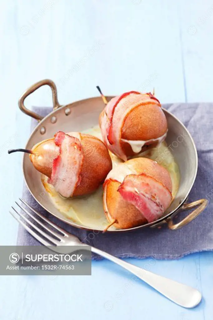 Pears wrapped in bacon, stuffed with Gorgonzola, 9/12/2013