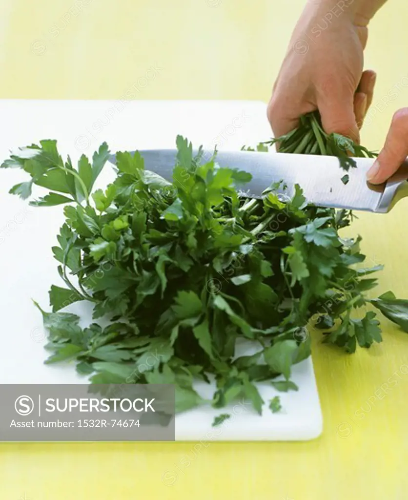 Parsley being finely sliced, 9/18/2013