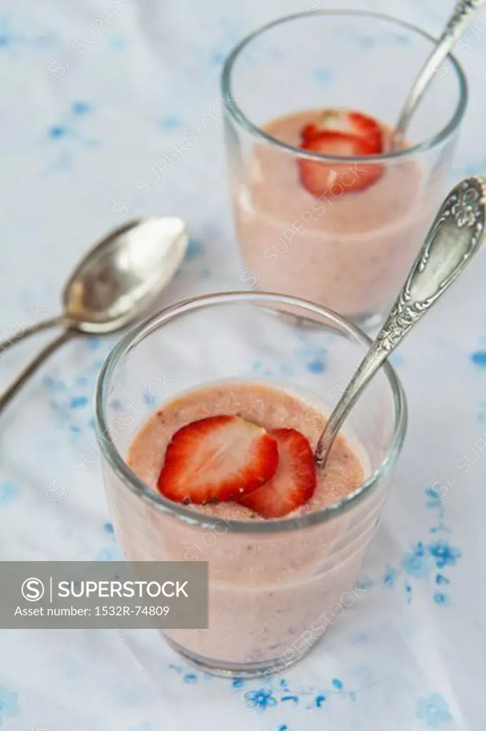 Strawberry mousse with fresh sliced strawberries, 9/17/2013