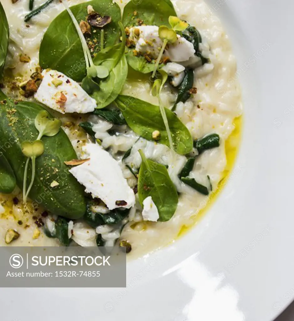 Ricotta spinach risotto with pistachios, 9/18/2013