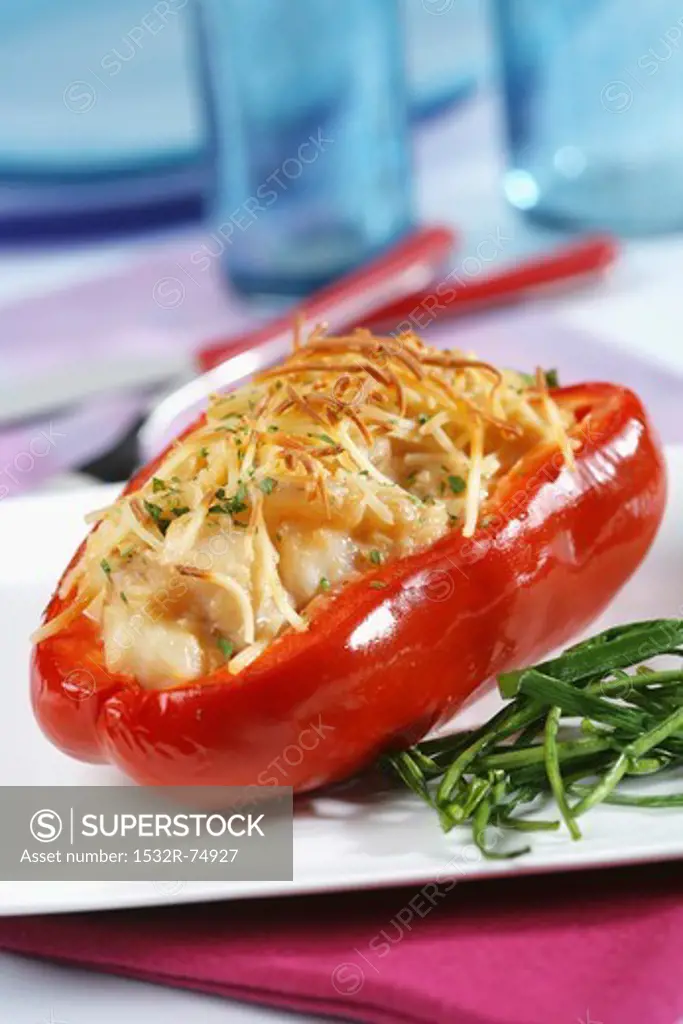 Red bell peppers stuffed with hake and shrimps, 9/21/2013