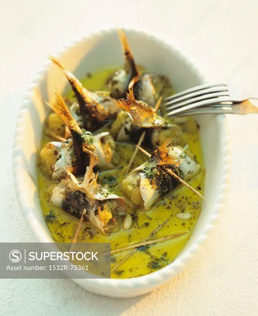 Rollmops with pine nuts in herb oil, 9/28/2013