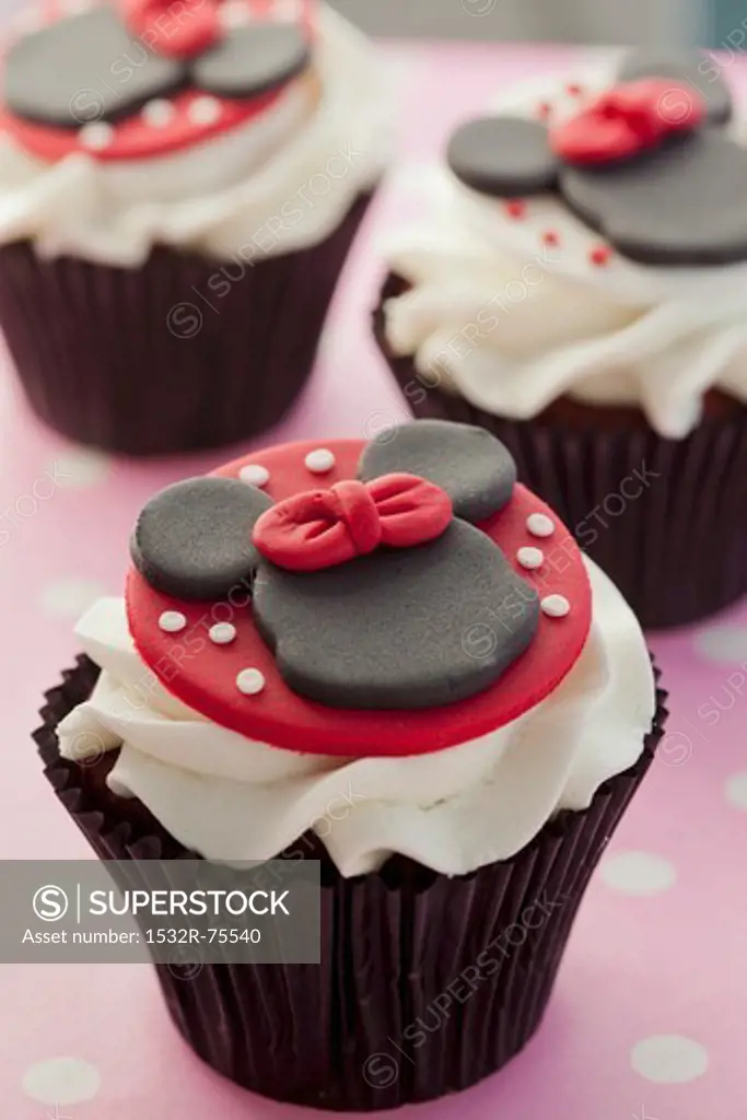 Chocolate cupcake decorated with Minnie Mouse and buttercream, 10/16/2013