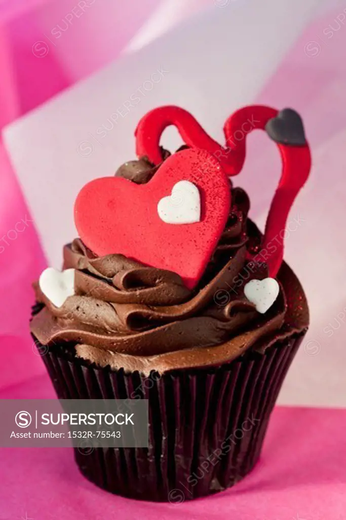 Chocolate cupcake with ganache, buttermilk filling and red hearts, 10/16/2013