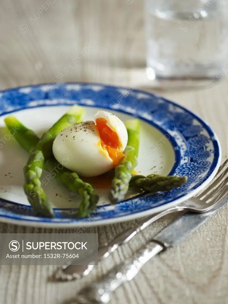 Green asparagus with a boiled egg, 10/19/2013