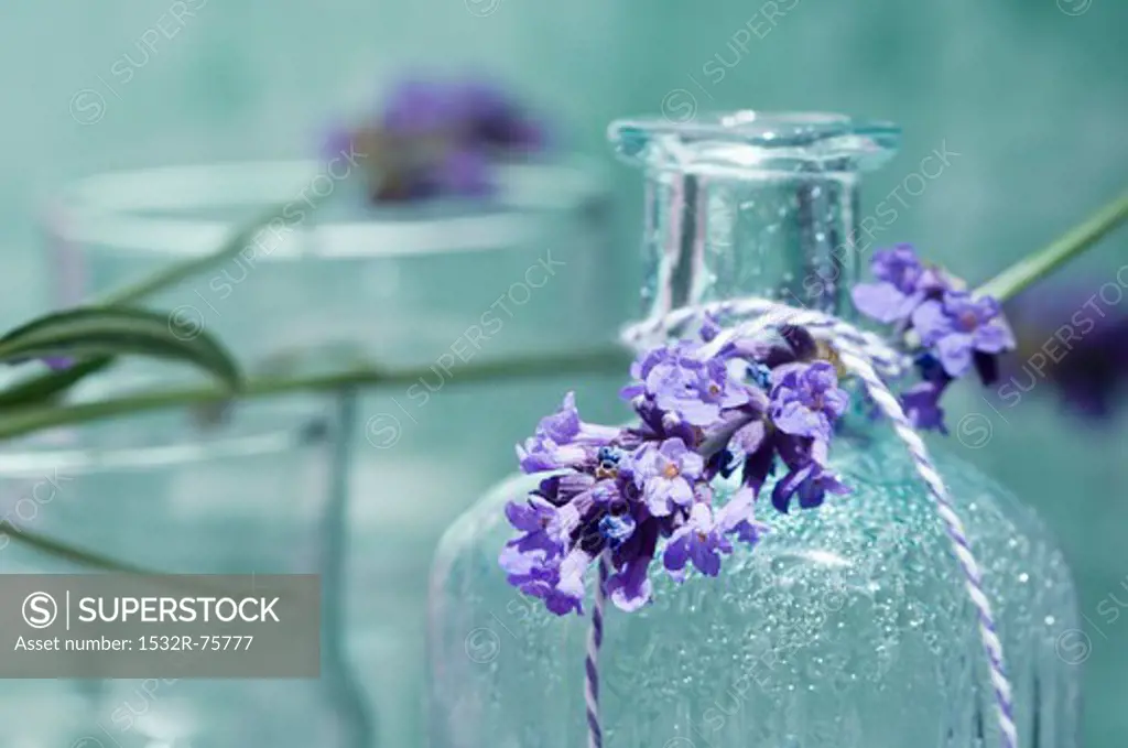 A sprig of lavender on a bottle of scented oil, 10/22/2013