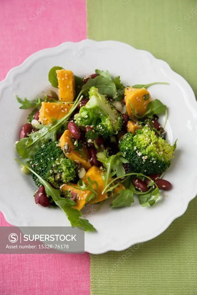 Broccoli salad with pumpkin, kidney beans and rocket, 10/29/2013