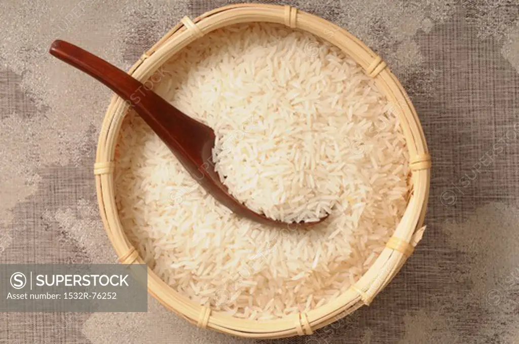 Basmati rice in a bamboo basket, 11/2/2013