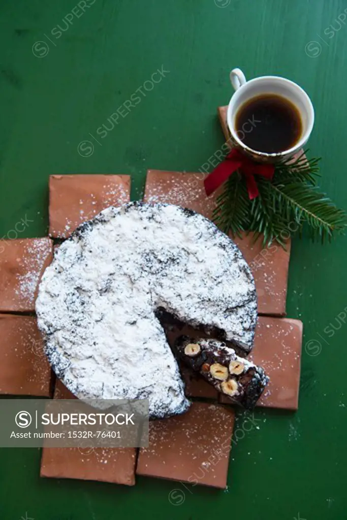 Panforte, one slice cut, for Christmas, 11/8/2013
