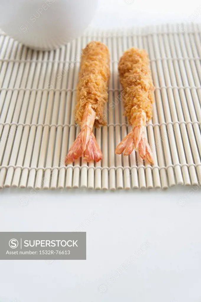 Tempura prawns on a bamboo mat, 11/16/2013