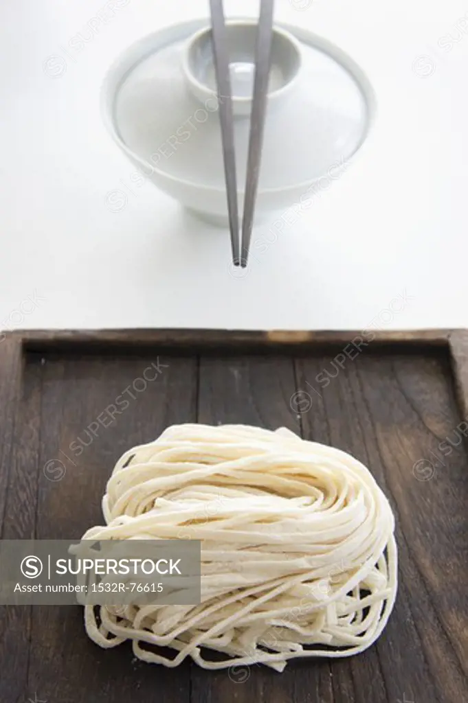 Soba noodles and an eating bowl with chopsticks (Japan), 11/16/2013