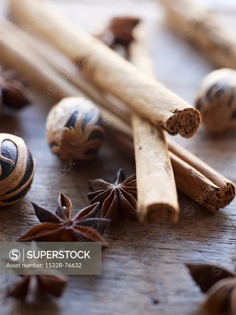 Cinnamon sticks, star anise and nutmegs, 11/20/2013