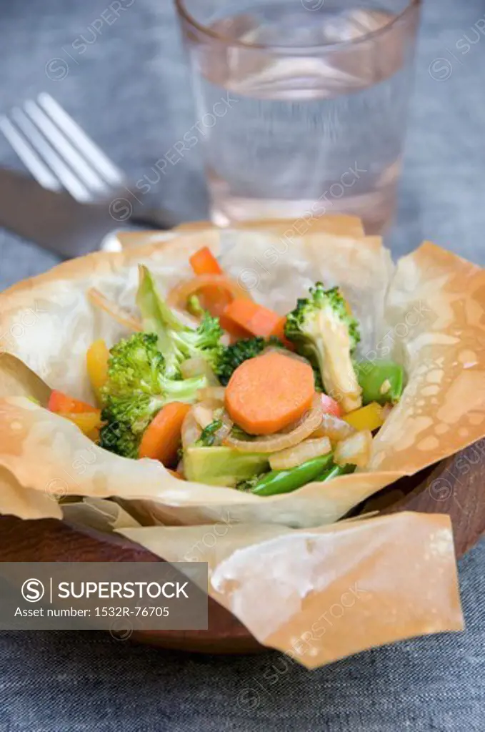 Carrots with summer vegetables in a pastry bowl, 11/18/2013