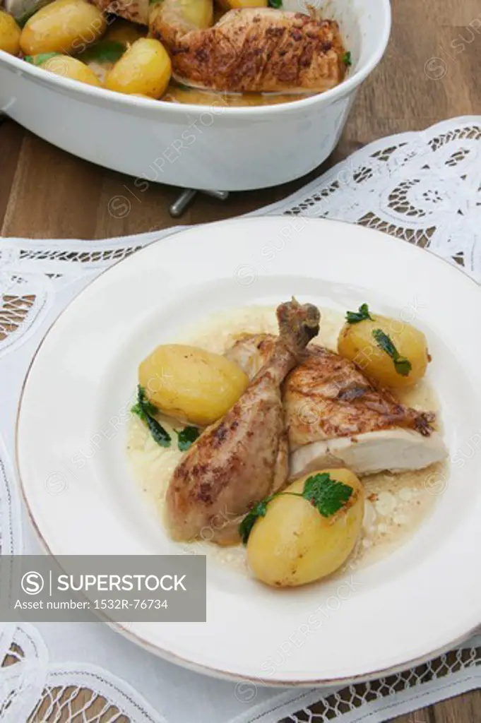 Roast chicken with parsley and boiled potatoes, 11/20/2013