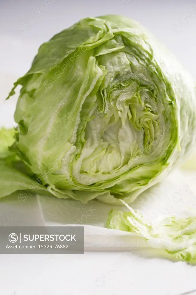 A partly sliced fresh iceberg lettuce, 11/27/2013