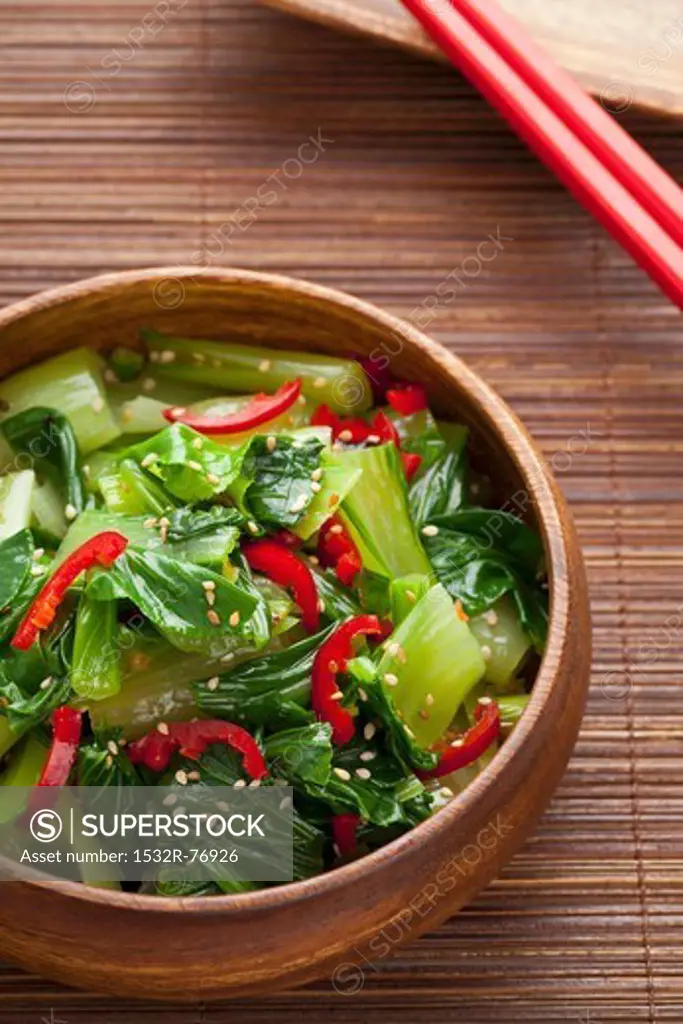 Mini pak choi with chillies and sesame (Asia), 11/28/2013