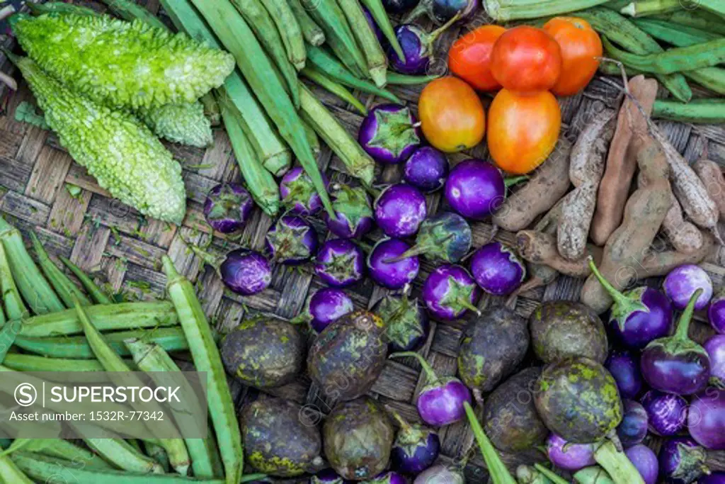 Fresh vegetables at a market in Myanmar (view from above), 12/10/2013