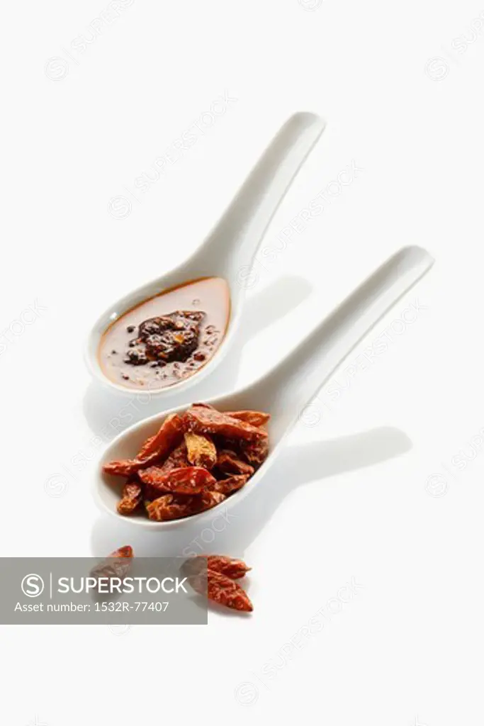 Two spoons with dried chillies and chilli oil, 12/17/2013