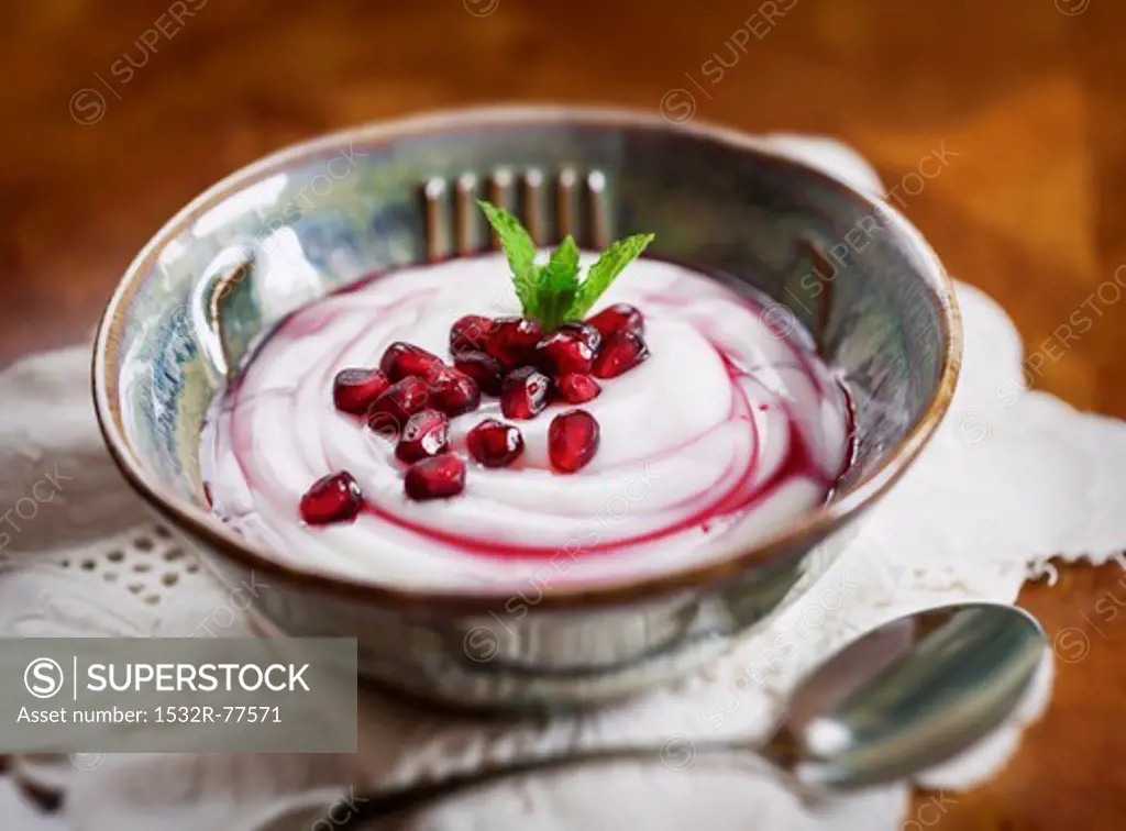 Yoghurt with pomegranate seeds and mint, 12/20/2013