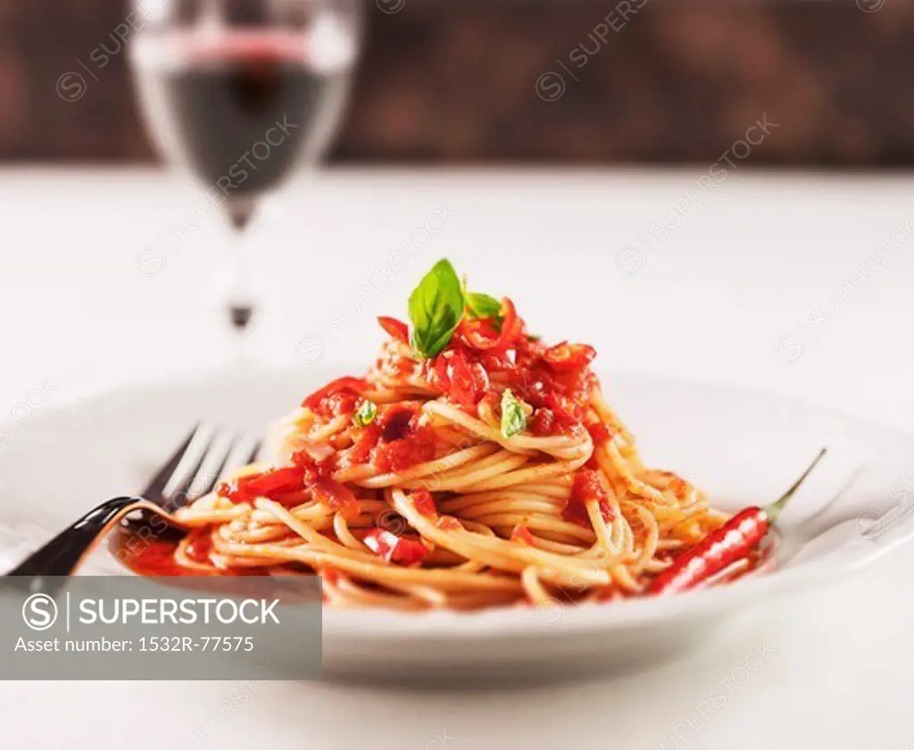Spaghetti with tomato and chilli sauce, 12/20/2013