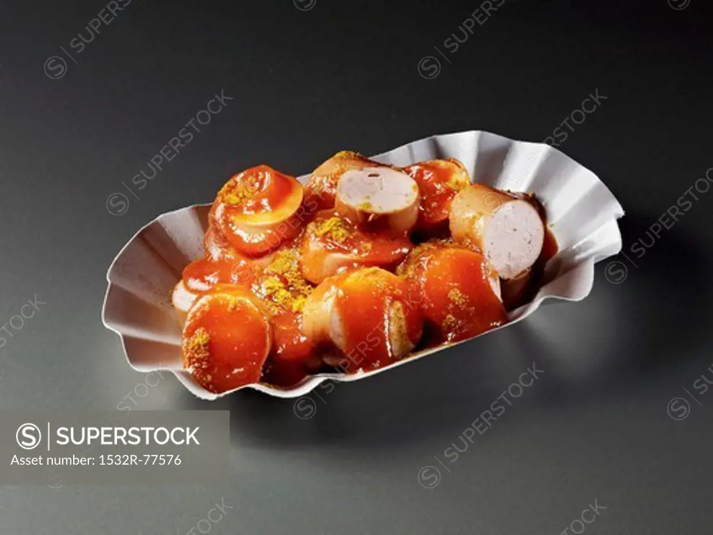 Currywurst in a cardboard tray, 1/9/2014