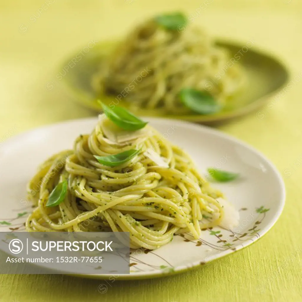 Spaghetti with basil pesto, 1/4/2014