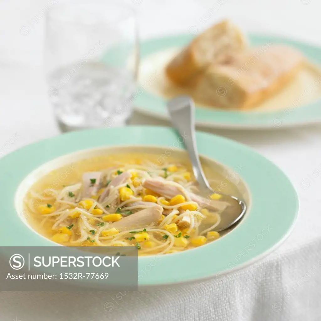 Chicken noodle soup with sweetcorn, 1/6/2014
