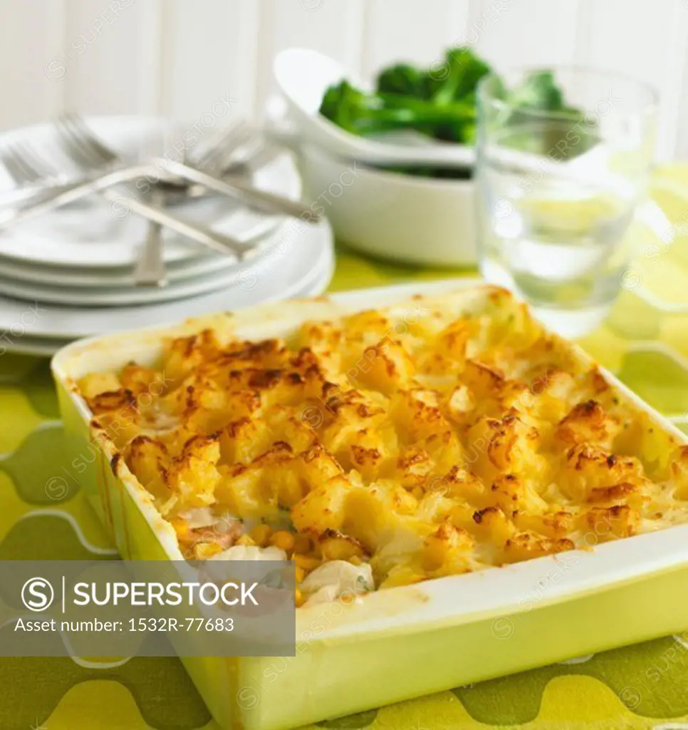 Fish pie with mashed potato topping, 1/6/2014