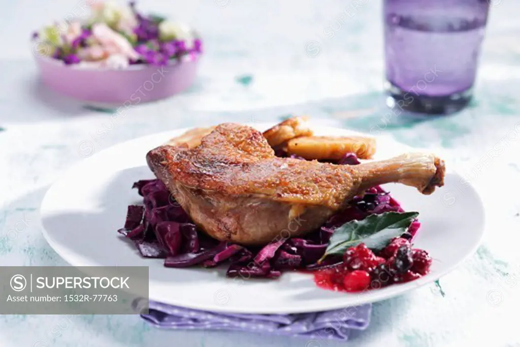 Duck leg on red cabbage, 1/9/2014