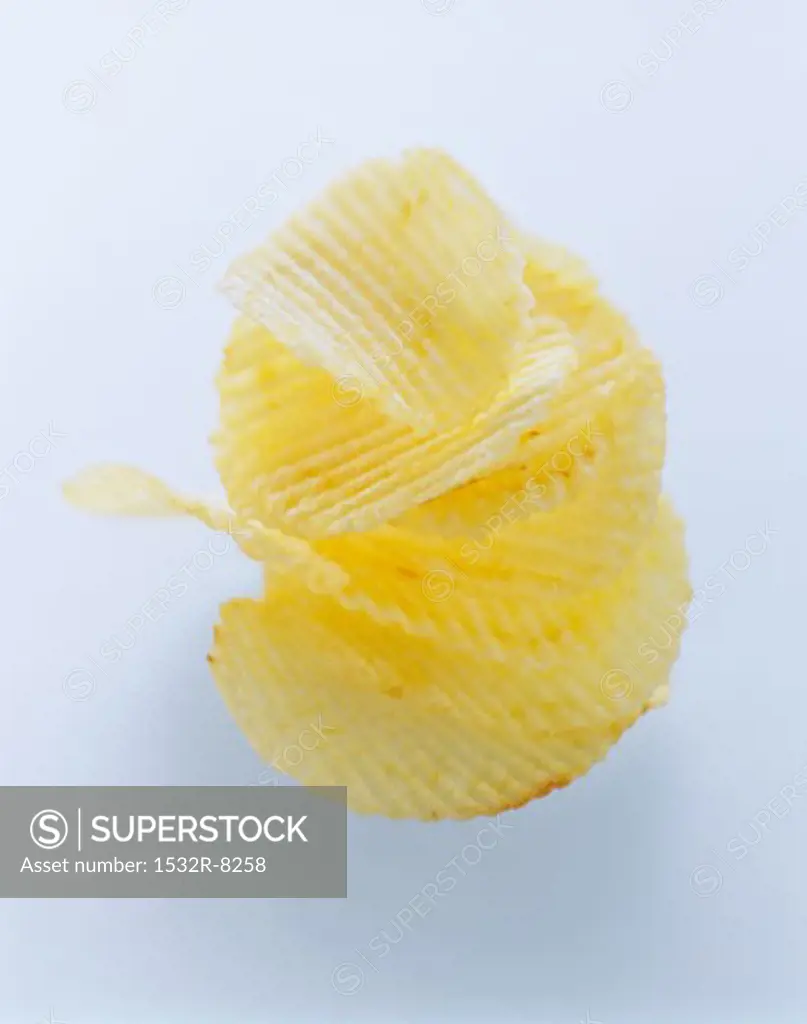 A Stack of Ridged Potato Chips