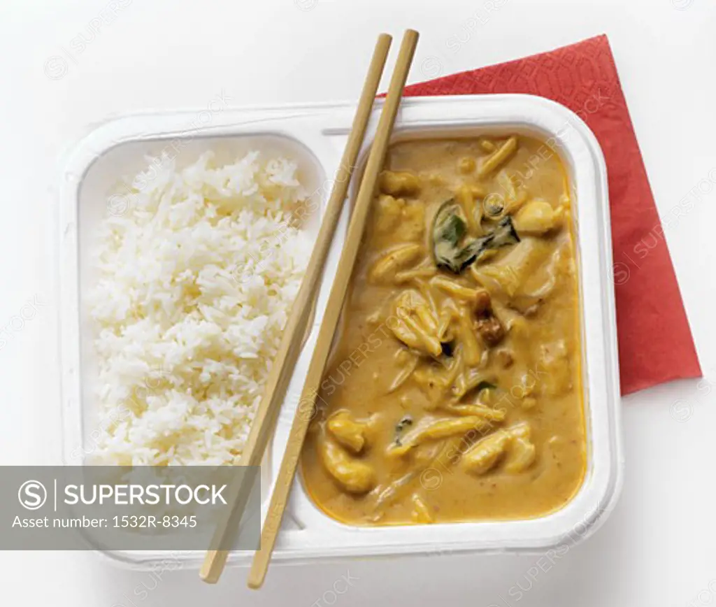 Asian Chicken in Peanut Sauce with White Rice